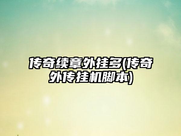 传奇续章外挂多(传奇外传挂机脚本)