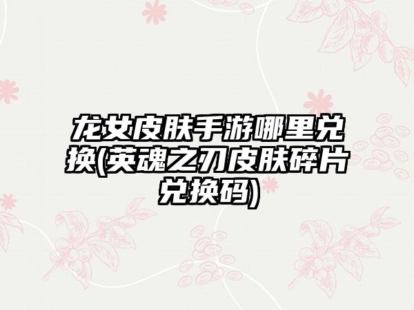 龙女皮肤手游哪里兑换(英魂之刃皮肤碎片兑换码)