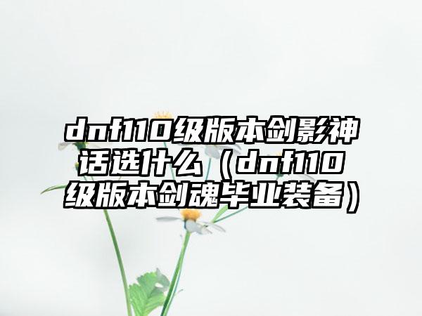 dnf110级版本剑影神话选什么（dnf110级版本剑魂毕业装备）