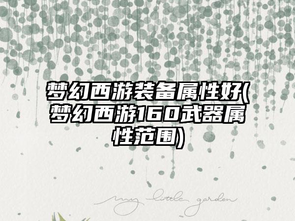 梦幻西游装备属性好(梦幻西游160武器属性范围)