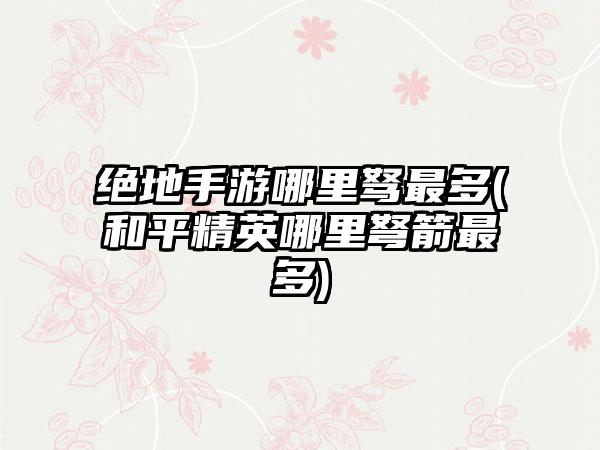 绝地手游哪里驽最多(和平精英哪里弩箭最多)