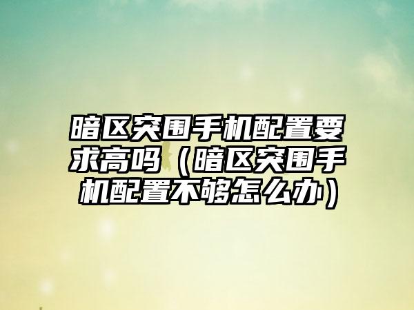 暗区突围手机配置要求高吗（暗区突围手机配置不够怎么办）