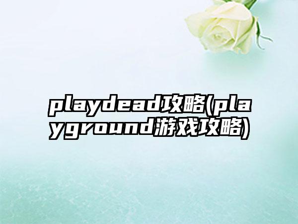playdead攻略(playground游戏攻略)