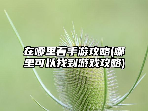 在哪里看手游攻略(哪里可以找到游戏攻略)