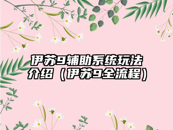 伊苏9辅助系统玩法介绍（伊苏9全流程）