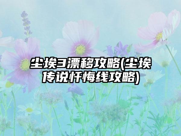 尘埃3漂移攻略(尘埃传说忏悔线攻略)