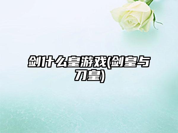 剑什么皇游戏(剑皇与刀皇)
