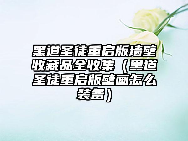黑道圣徒重启版墙壁收藏品全收集（黑道圣徒重启版壁画怎么装备）