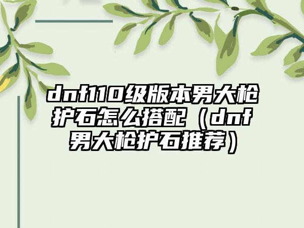 dnf110级版本男大枪护石怎么搭配（dnf男大枪护石推荐）