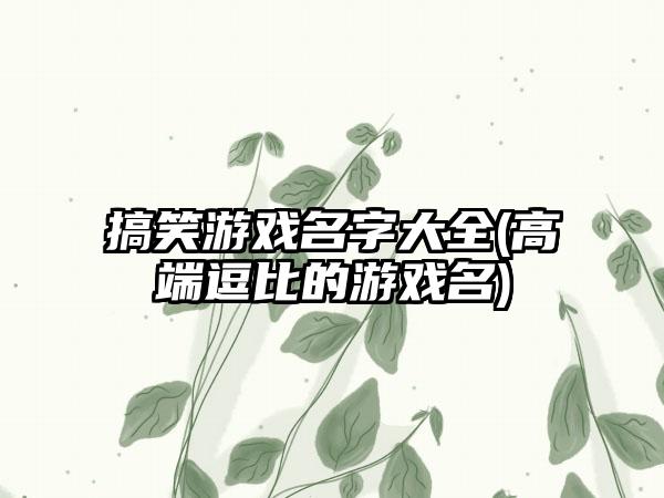 搞笑游戏名字大全(高端逗比的游戏名)