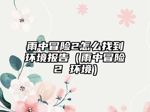 雨中冒险2怎么找到环境报告（雨中冒险2 环境）