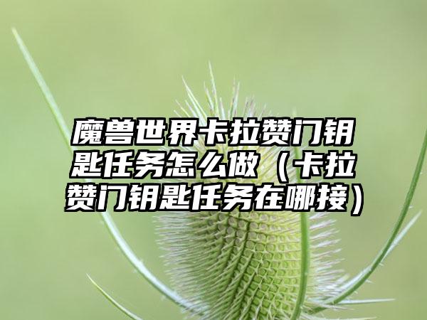 魔兽世界卡拉赞门钥匙任务怎么做（卡拉赞门钥匙任务在哪接）