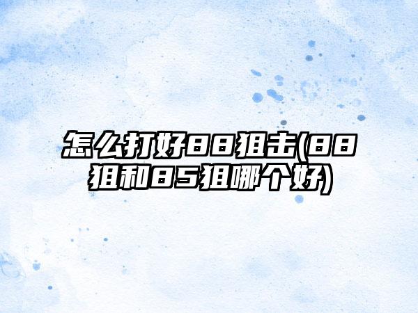 怎么打好88狙击(88狙和85狙哪个好)