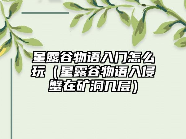 星露谷物语入门怎么玩（星露谷物语入侵蟹在矿洞几层）