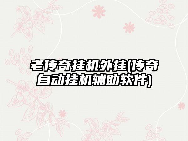 老传奇挂机外挂(传奇自动挂机辅助软件)