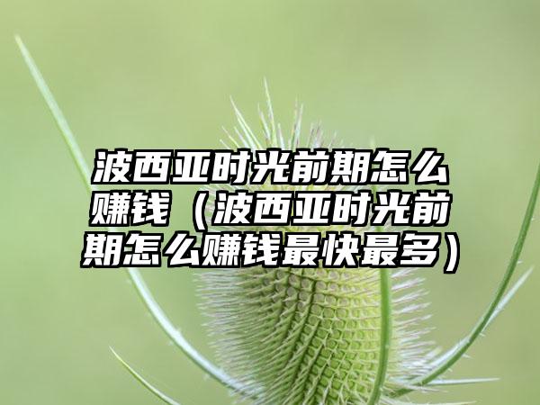波西亚时光前期怎么赚钱（波西亚时光前期怎么赚钱最快最多）