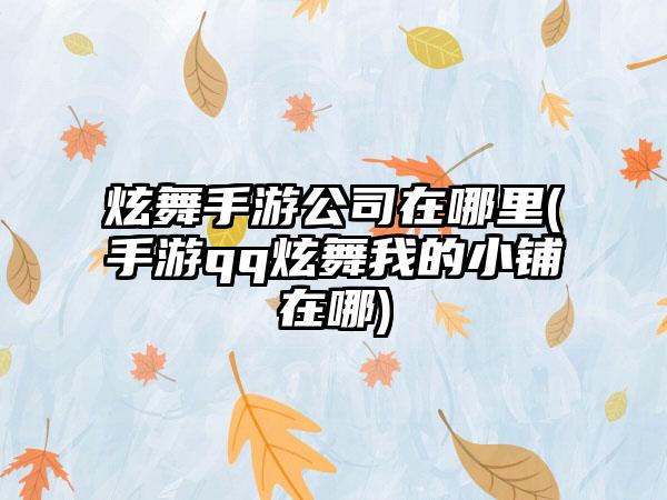 炫舞手游公司在哪里(手游qq炫舞我的小铺在哪)
