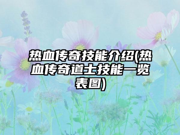 热血传奇技能介绍(热血传奇道士技能一览表图)