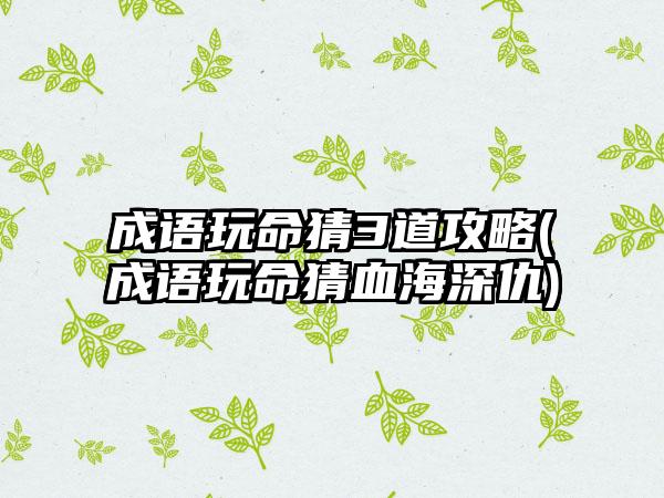 成语玩命猜3道攻略(成语玩命猜血海深仇)