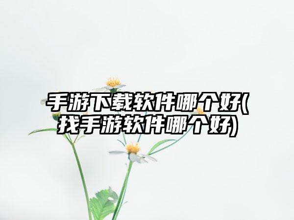 手游下载软件哪个好(找手游软件哪个好)