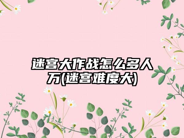 迷宫大作战怎么多人万(迷宫难度大)