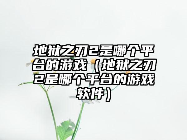 地狱之刃2是哪个平台的游戏（地狱之刃2是哪个平台的游戏软件）