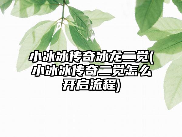 小冰冰传奇冰龙二觉(小冰冰传奇二觉怎么开启流程)