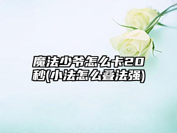 魔法少爷怎么卡20秒(小法怎么叠法强)