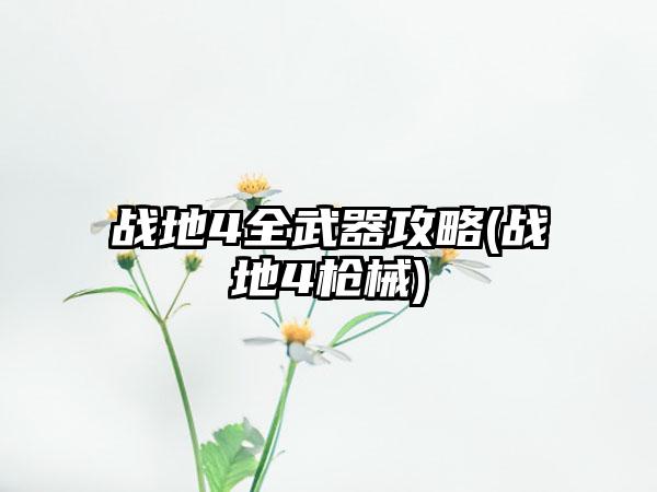 战地4全武器攻略(战地4枪械)
