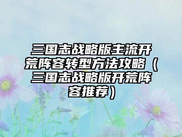 三国志战略版主流开荒阵容转型方法攻略（三国志战略版开荒阵容推荐）