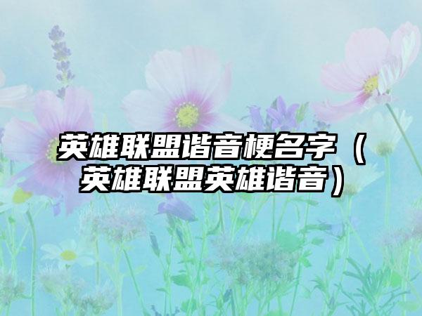 英雄联盟谐音梗名字（英雄联盟英雄谐音）