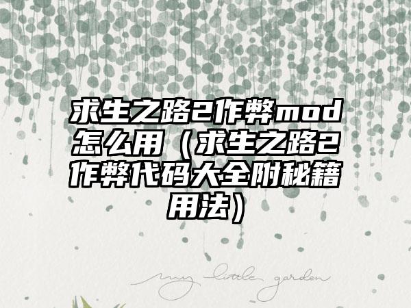 求生之路2作弊mod怎么用（求生之路2作弊代码大全附秘籍用法）