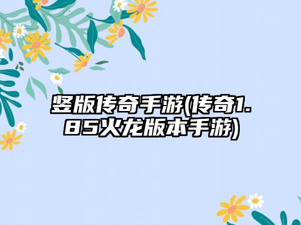 竖版传奇手游(传奇1.85火龙版本手游)
