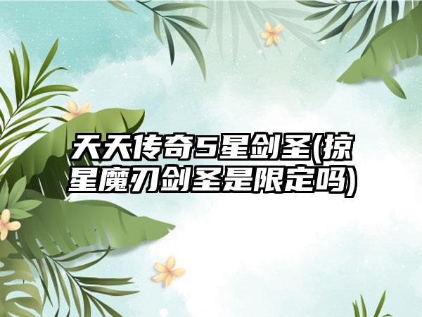 天天传奇5星剑圣(掠星魔刃剑圣是限定吗)