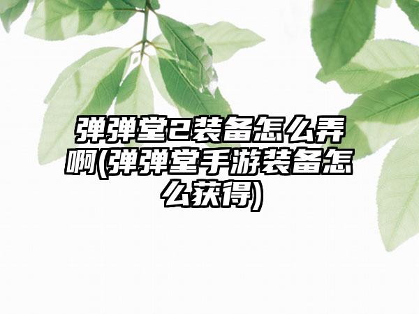弹弹堂2装备怎么弄啊(弹弹堂手游装备怎么获得)