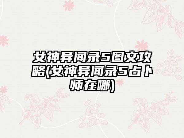 女神异闻录5图文攻略(女神异闻录5占卜师在哪)