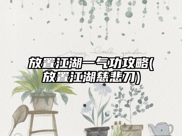 放置江湖一气功攻略(放置江湖慈悲刀)