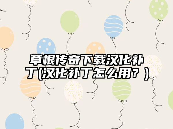 草根传奇下载汉化补丁(汉化补丁怎么用？)