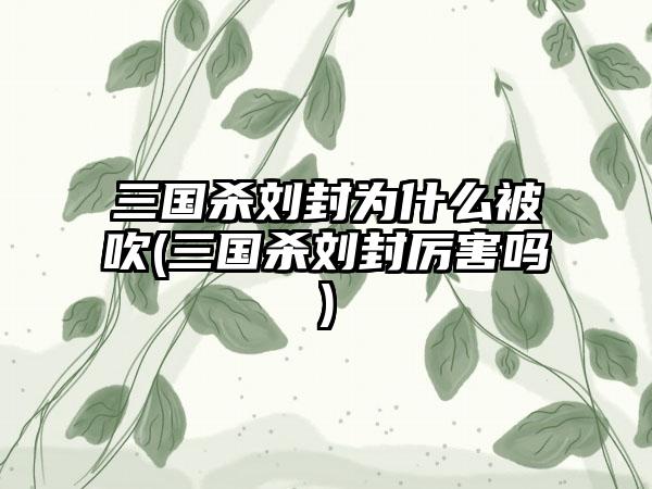 三国杀刘封为什么被吹(三国杀刘封厉害吗)