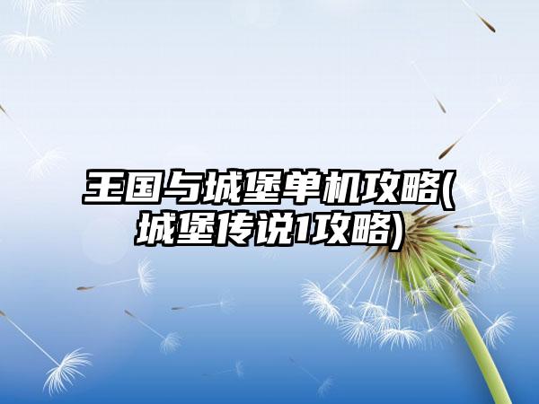 王国与城堡单机攻略(城堡传说1攻略)