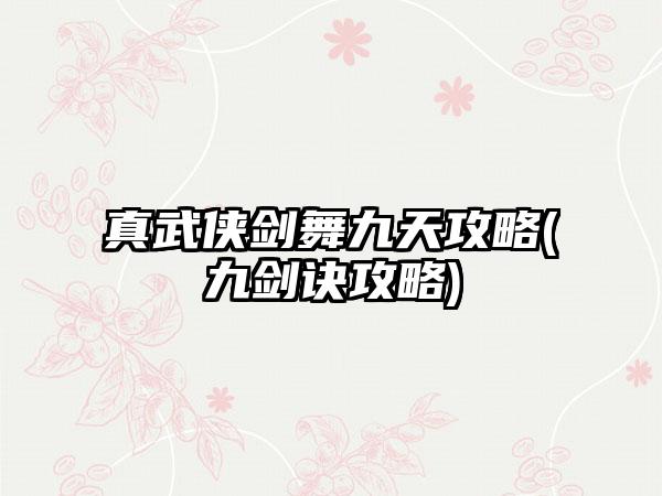真武侠剑舞九天攻略(九剑诀攻略)