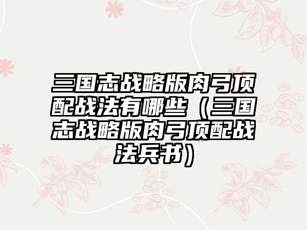三国志战略版肉弓顶配战法有哪些（三国志战略版肉弓顶配战法兵书）