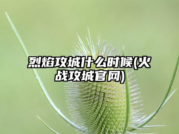 烈焰攻城什么时候(火战攻城官网)
