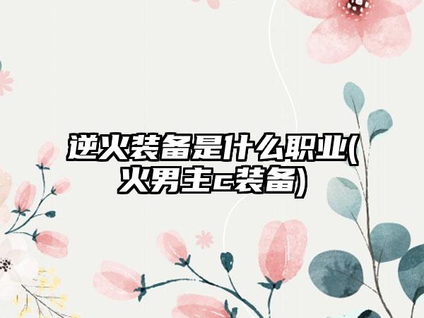 逆火装备是什么职业(火男主c装备)