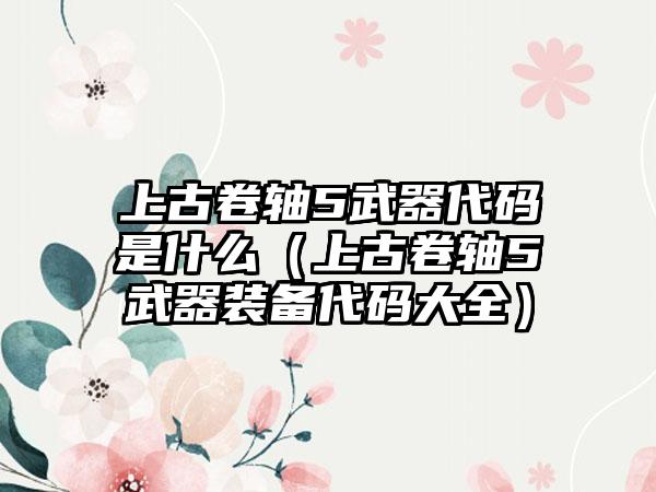 上古卷轴5武器代码是什么（上古卷轴5武器装备代码大全）