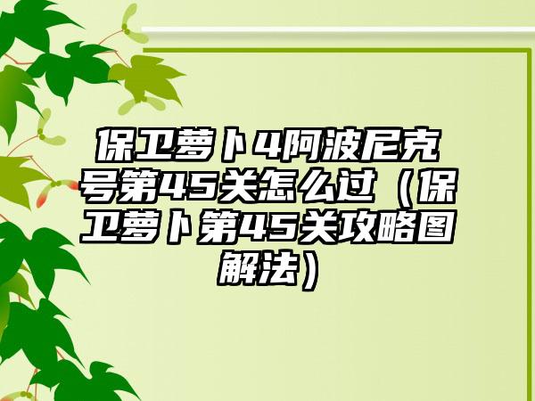 保卫萝卜4阿波尼克号第45关怎么过（保卫萝卜第45关攻略图解法）