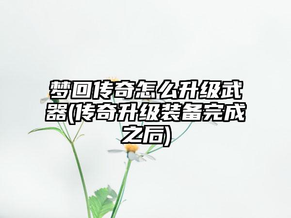 梦回传奇怎么升级武器(传奇升级装备完成之后)