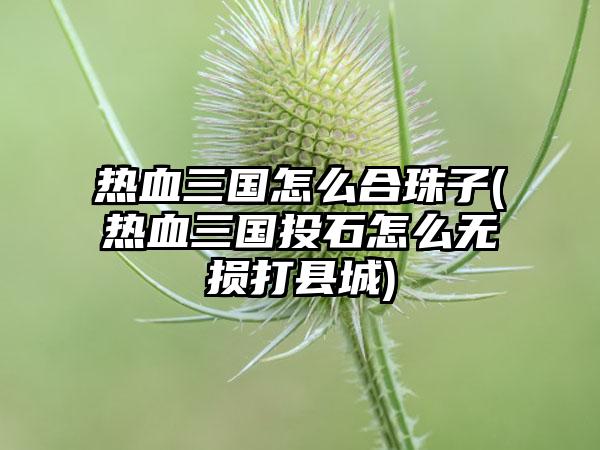 热血三国怎么合珠子(热血三国投石怎么无损打县城)