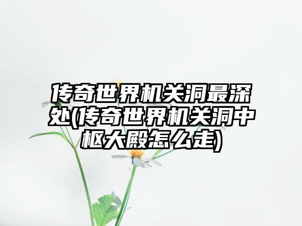 传奇世界机关洞最深处(传奇世界机关洞中枢大殿怎么走)
