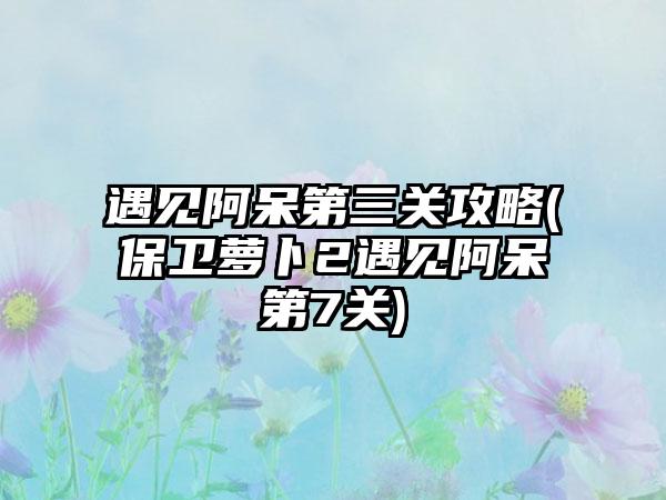 遇见阿呆第三关攻略(保卫萝卜2遇见阿呆第7关)